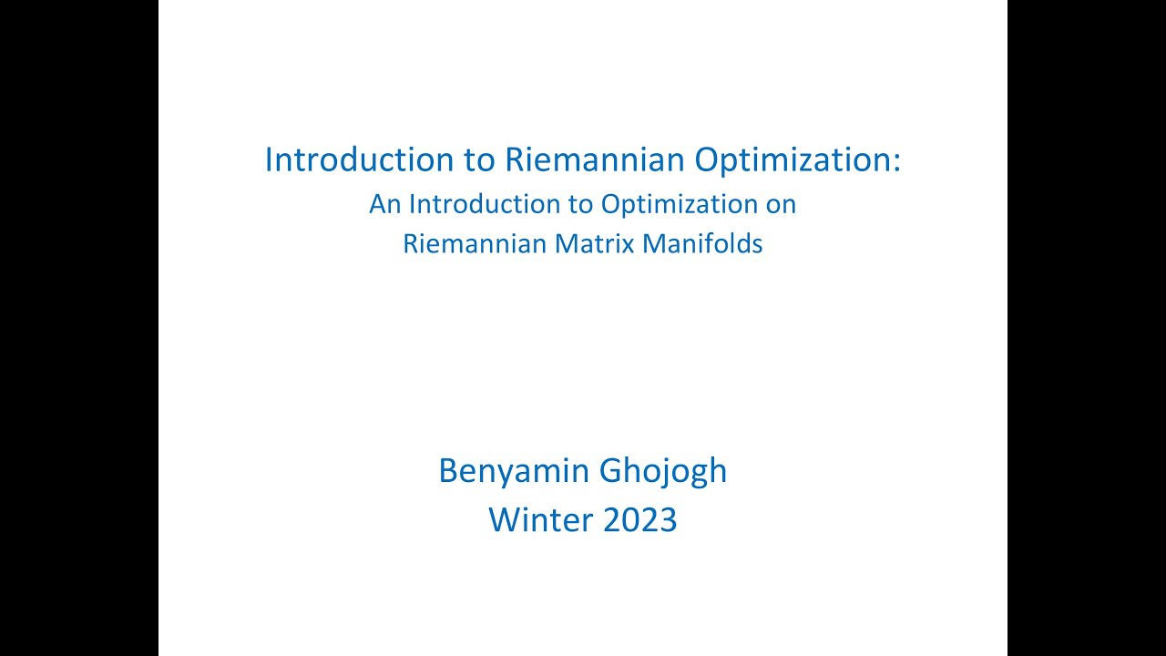 Introduction to Riemannian Optimization for Optimization on Riemannian Matrix Manifolds