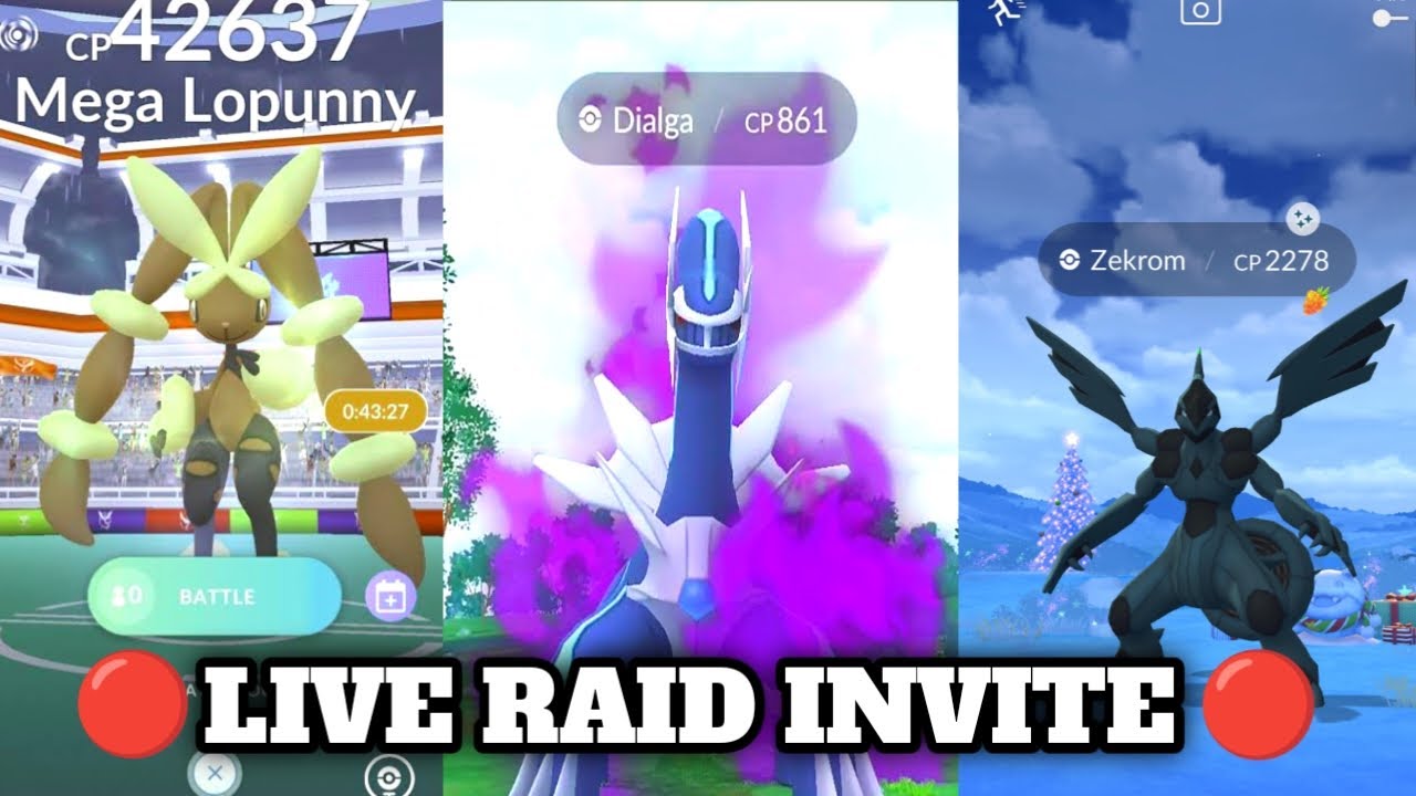 🔴 LIVE Pok&eacute;mon GO Raid Invites | Shadow Dialga, Zekrom & Mega Lopunny