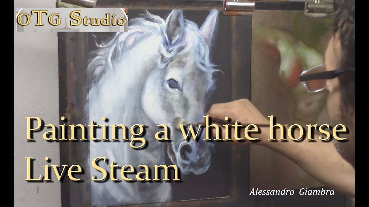Horse - Oil Painting demonstration of a White Horse - 
