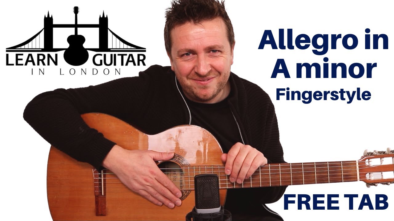 Allegro in Am - Fingerstyle Classical Guitar Lesson - With TABS - Drue James