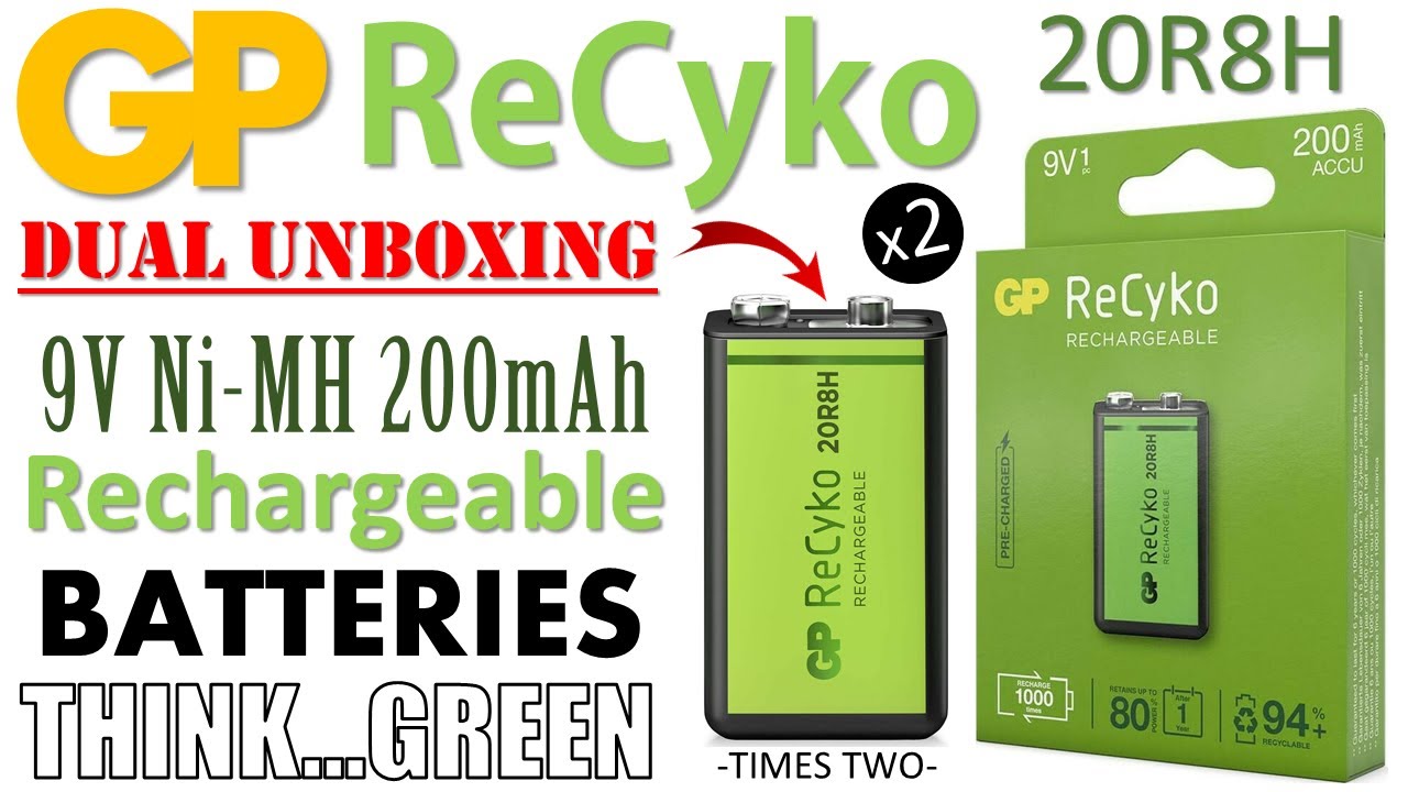 Распаковка двух Ni-MH аккумуляторов GP ReCyko 20R8H 200 мАч/9 В