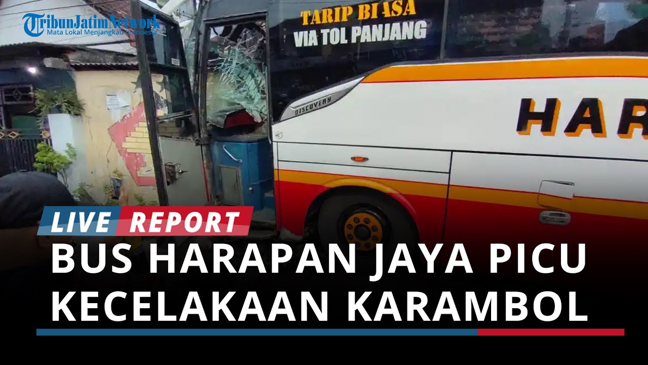 Bus Harapan Jaya Diduga Terobos Lampu Merah, Picu Karambol di Kota Kediri