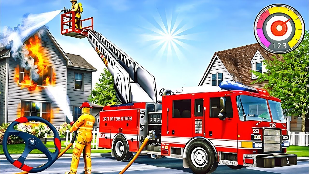 Real Fire Truck Driving Simulator 2026 - New Fire Fighter Fireman Daily Job - Android Gameplay 