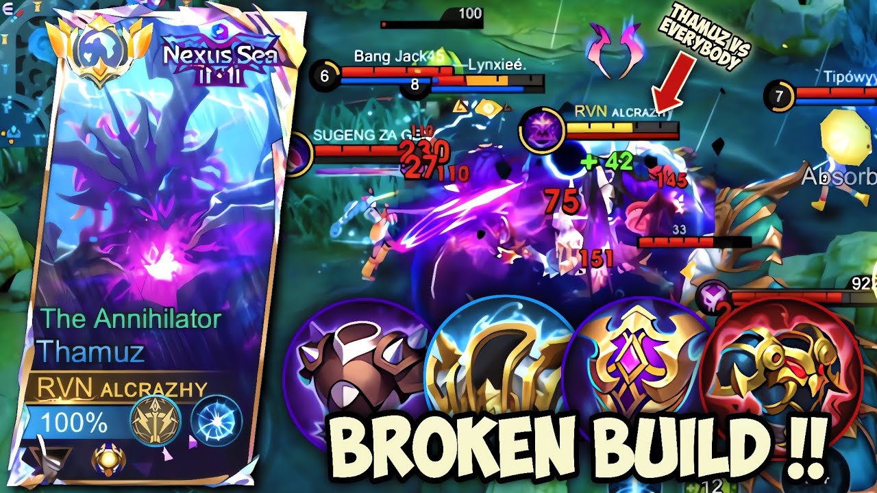 NYOBAIN THAMUZ BUILD 90% TANK MODE BETON‼️GAMEPLAY TOP GLOBAL THAMUZ - MLBB