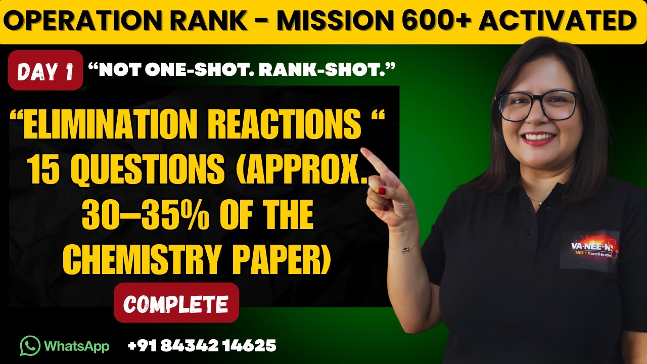 Elimination Reactions | NEET 2026 Chemistry | E1 & E2 Mechanism by Neeti Ma’am  #neet2026