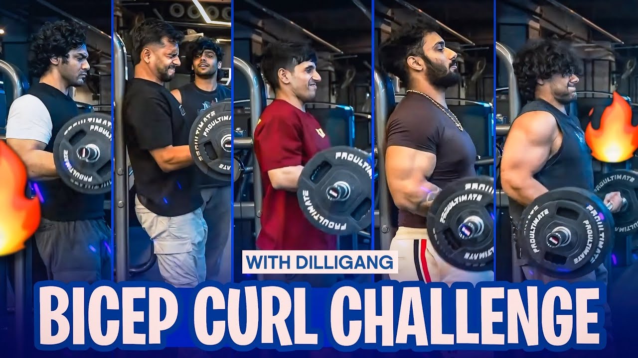 HEAVY BICEP CURL CHALLENGE WITH DILLI GANG + FULL CHAOS 😂😵&zwj;💫