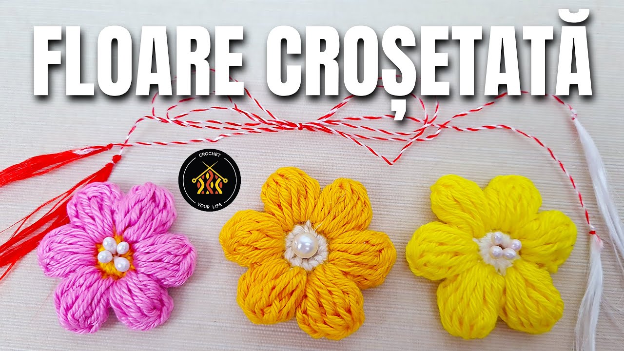 Cum crosetam floare - potrivit ca martisor, brosa sau pentru a decora alte proiecte