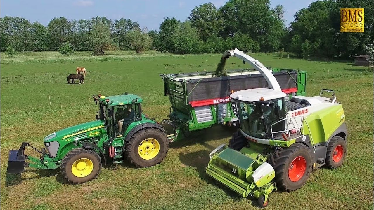 Gras h&auml;ckseln / silieren 1. Schnitt - Gro&szlig;einsatz Grasernte Claas Jaguar 970 Fendt John Deere Claas