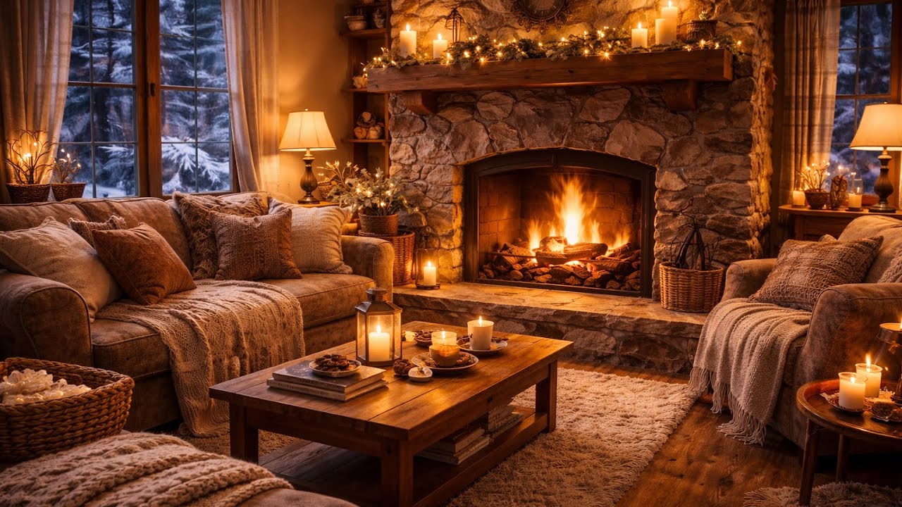 Warm Fireplace Sounds | A Cozy & Peaceful Night 💫