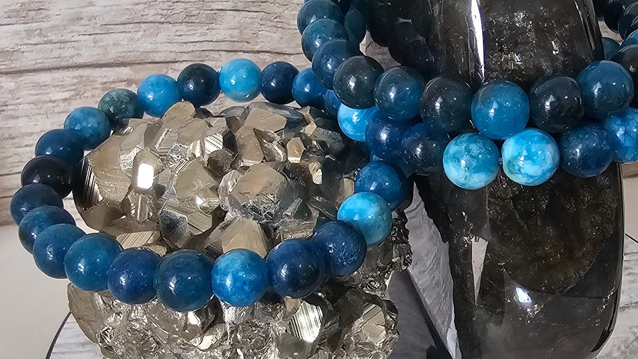 🔴 LIVE Mesmerizing Blue Apatite Bracelet 💙 Spinning Gemstone ASMR 4K | Luxury Crystal Jewelry