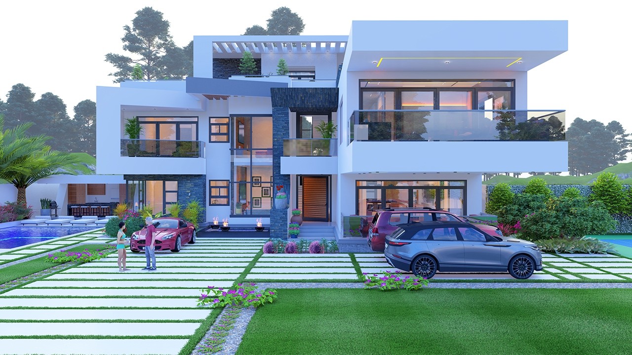 Project 53: Wow! 6 Bedroom Elegant House Design!  house size [27.2x19m].
