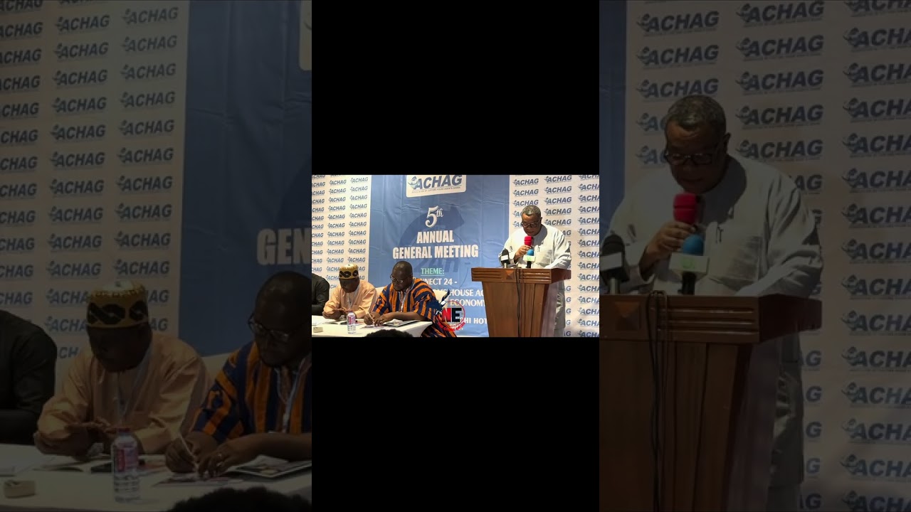 Hon.Goosie Tanoh ESQ,the Presidential adviser for the 24hour Economy speaks at the 5th AGM of ACHAG 