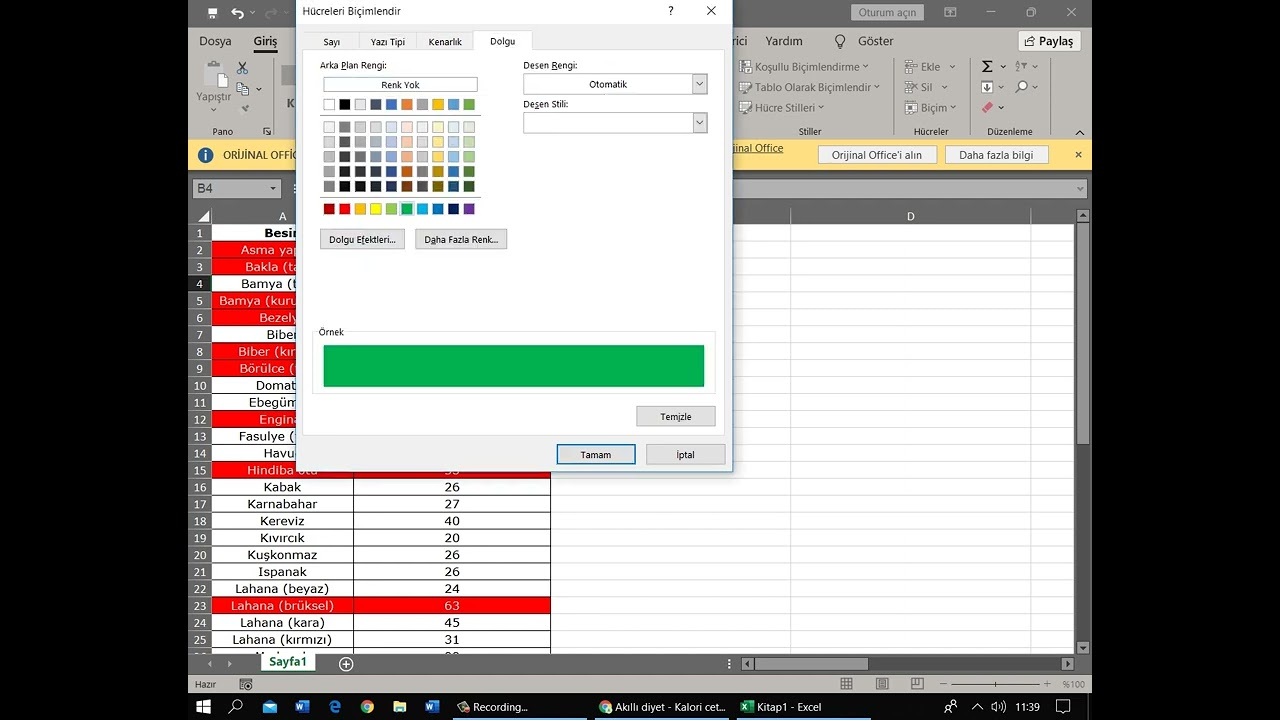 Excel Koşullu Biçimlendirme ve Eğersay Formülü Kullanımı