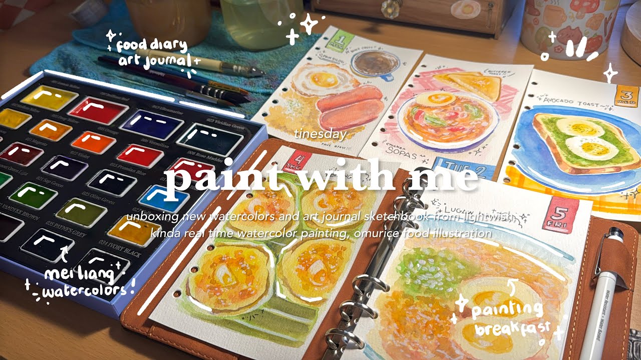 art vlog 🌱 cozy paint with me, watercolor food art journal