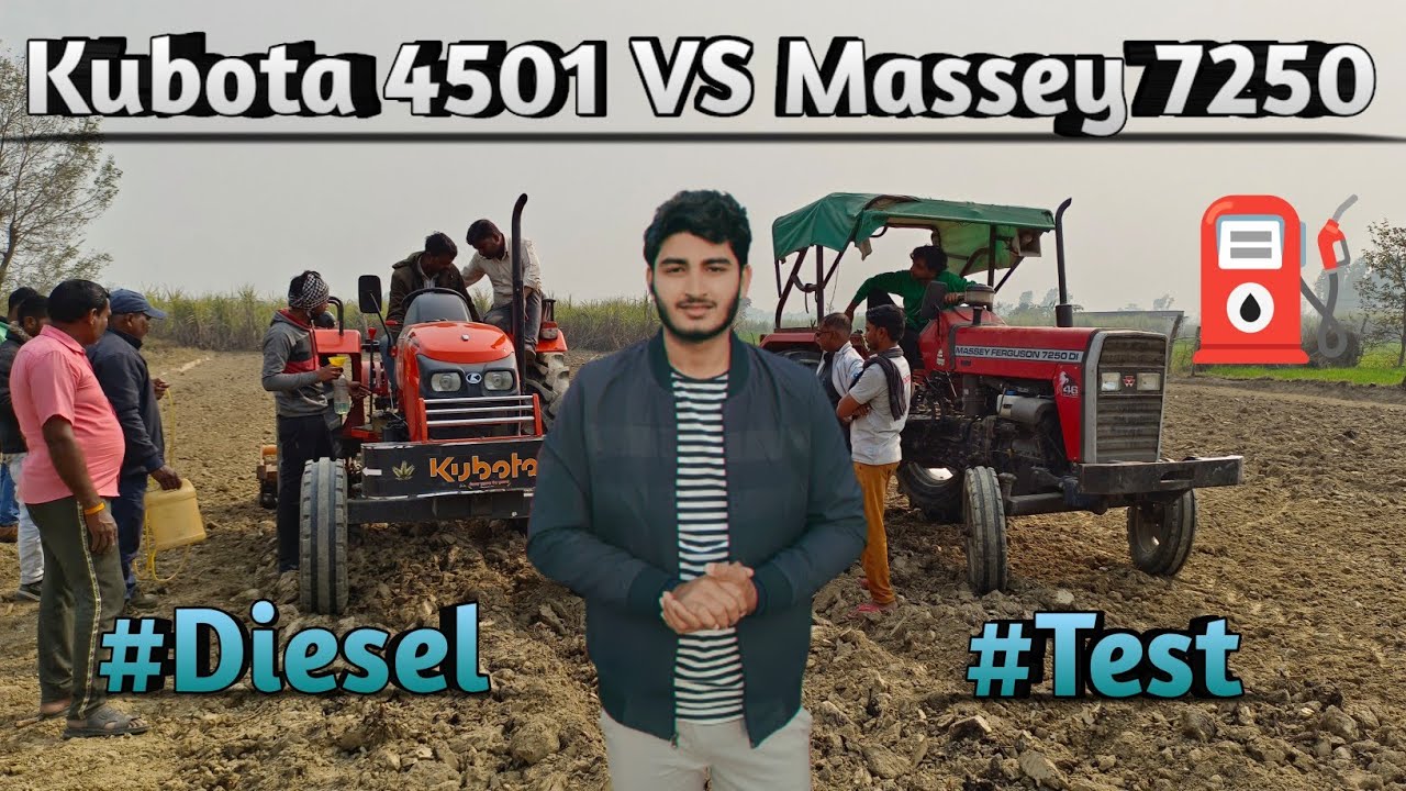 DIESEL TEST #Kubota MU4501 VS Massey 7250 / Kubota Tractor VS Massey Tractor Diesel Test