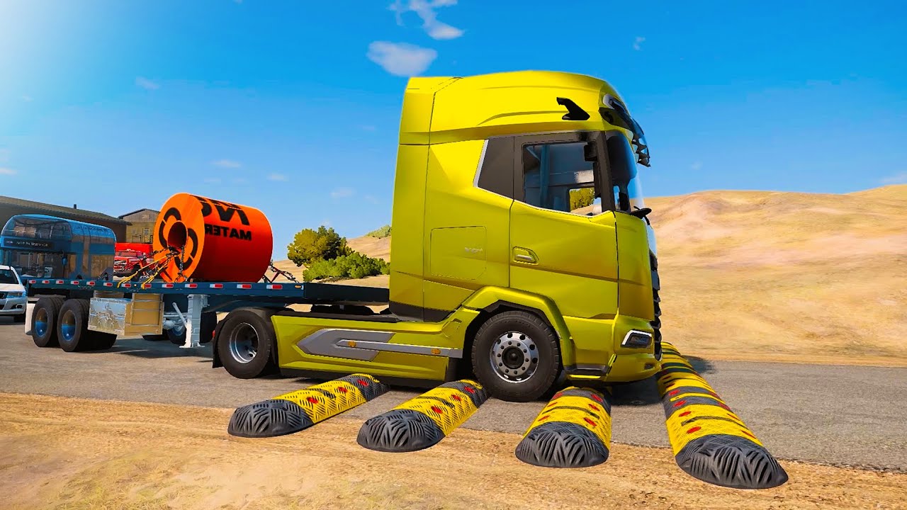 Trucks vs Speedbumps on Road #06 #beamngdrive #speedbumps #beamng 