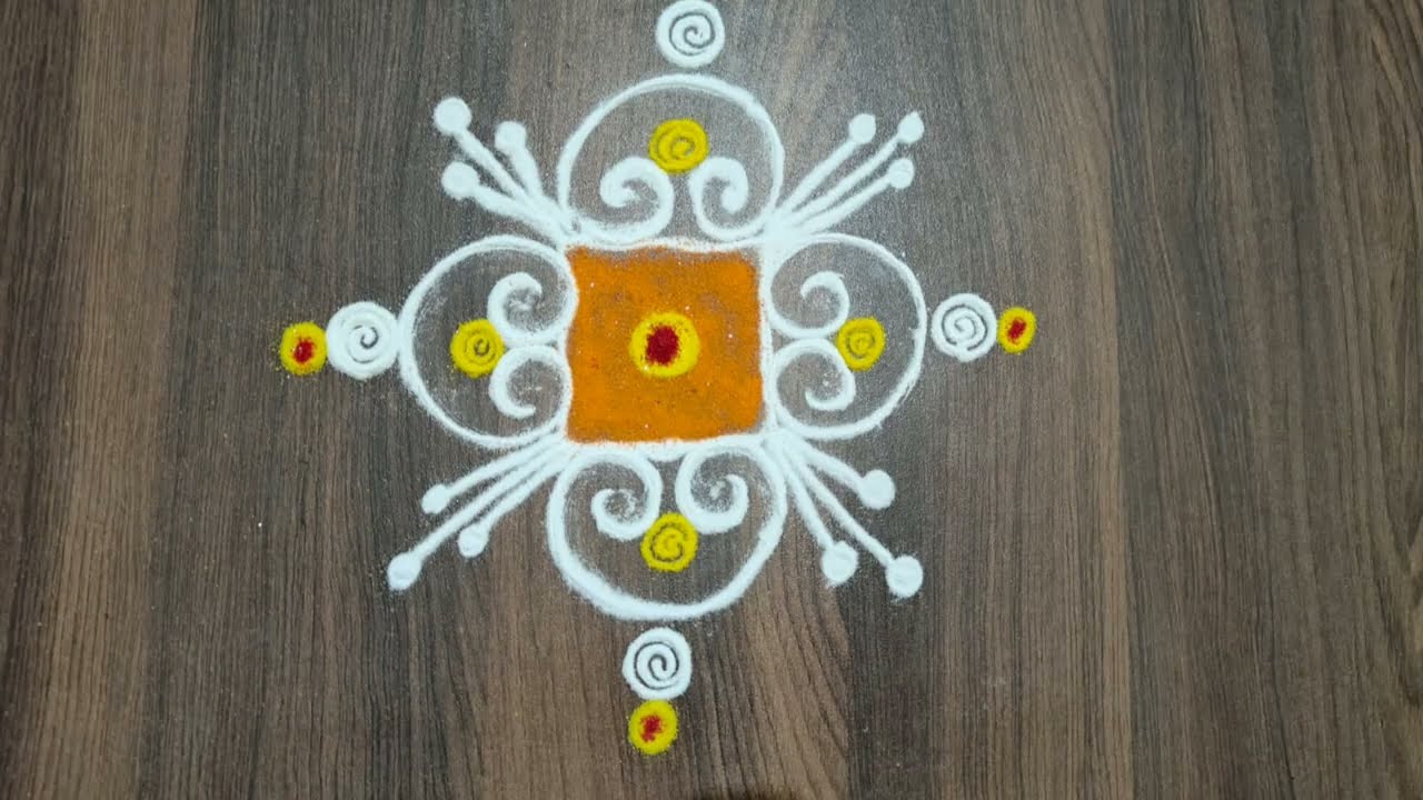 🌺Simple and Unique Freehand Rangoli design#vedasartcorner