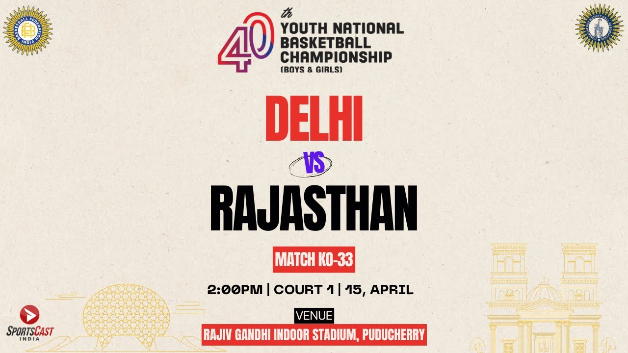 M KO-33 | DELHI  VS RAJASTHAN | BOYS |  40TH YOUTH NATIONAL BASKETBALL CHAMPIONSHIP 2025