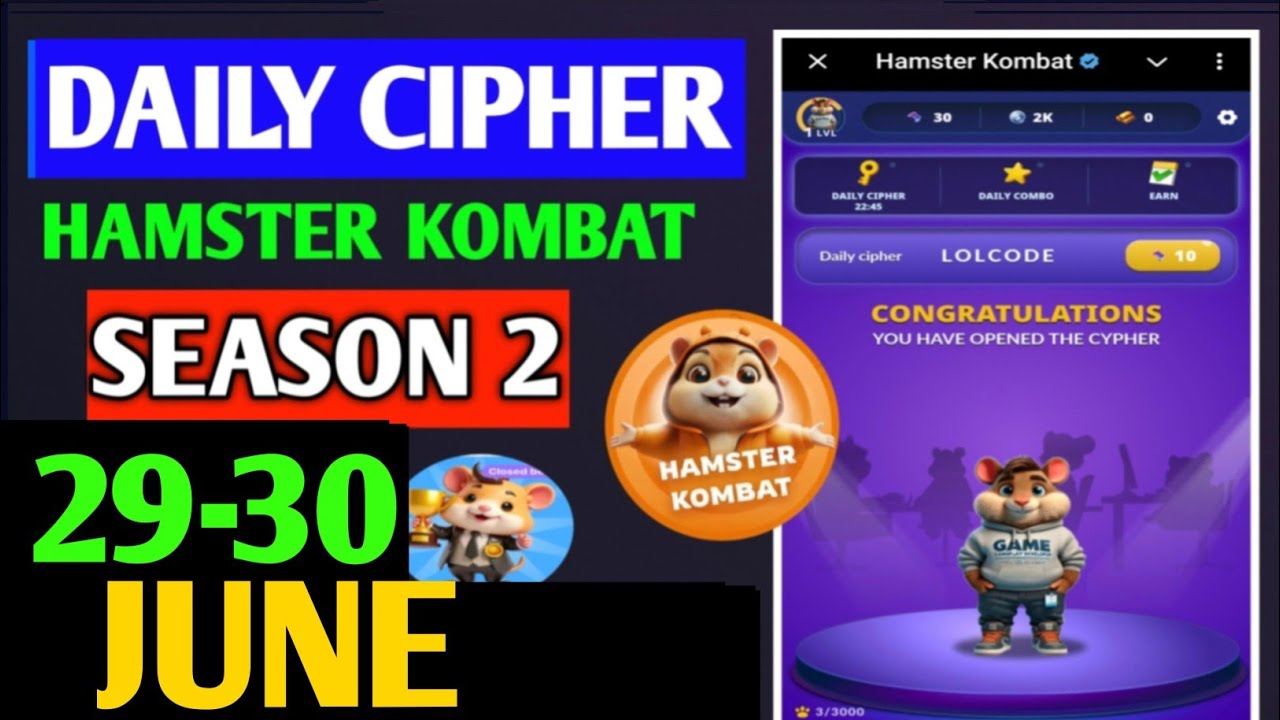 Hamster Kombat Game Dev Daily Cipher 29 June | Hamster Kombat Daily Cipher Code | Daily Combo