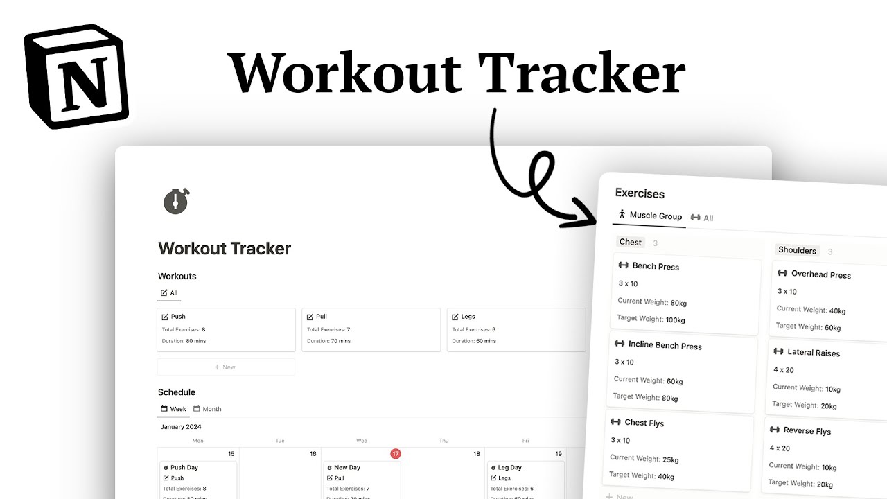 Notion Workout Tracker Template Tour (FREE Download)