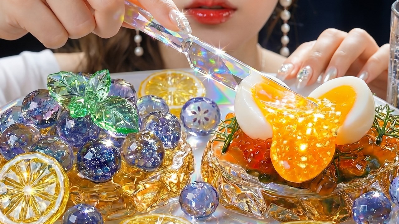ガラスのオープンサンド作り 🍣🍞✨ | Glass AI ASMR