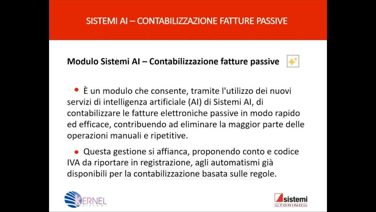 Sistemi AI - Contabilizzazione Fatture Passive