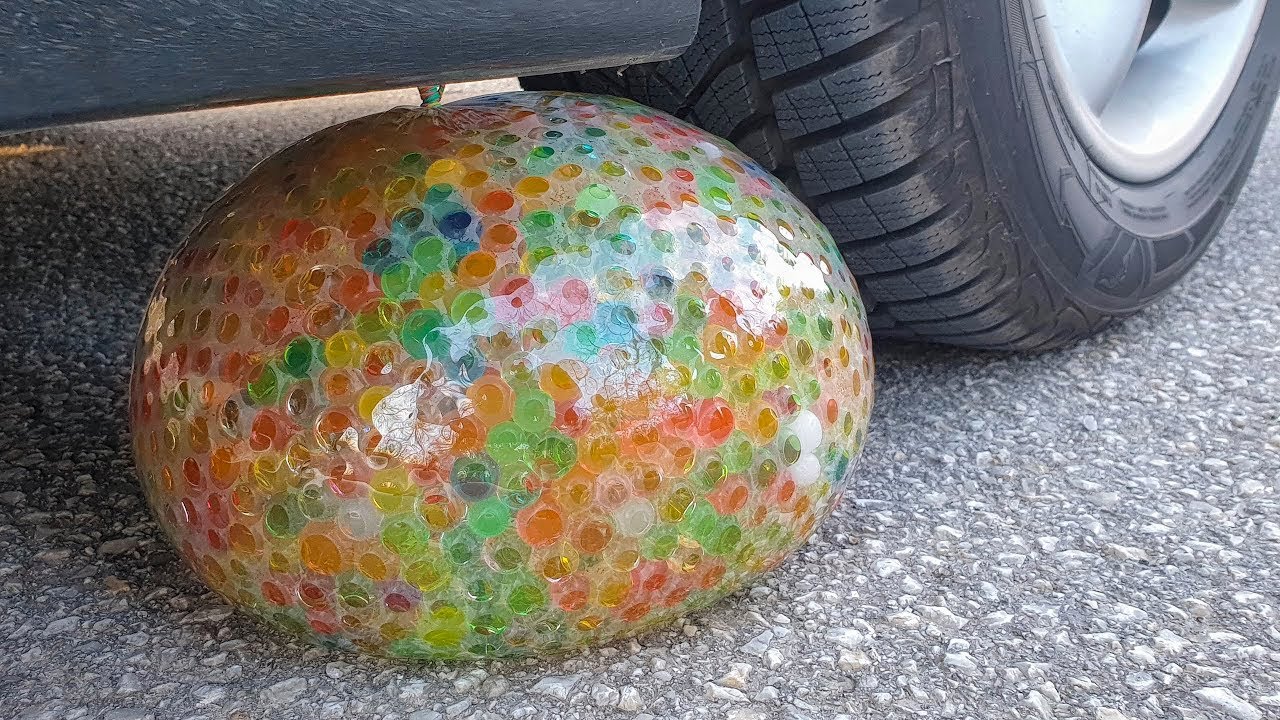 Crushing Crunchy & Soft Things by Car!   EXPERIMENT  CAR VS GIANT ORBEEZ WATER BALLOON