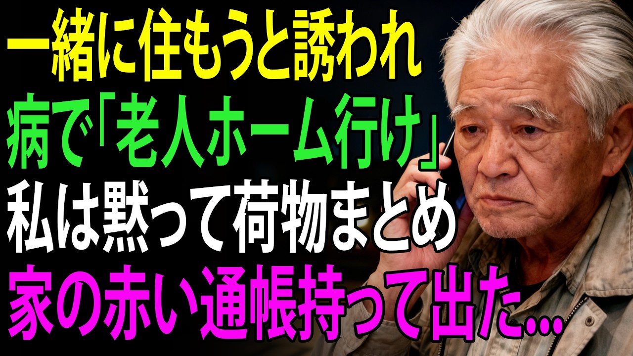 息子と嫁が「一緒に住もう」と誘ってきたのに、病気の私に「老人ホームに行け」――私は黙って荷物をまとめ、住んでいる家の赤い通帳（権利証）を持って出て行った！