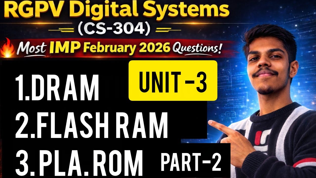 Digital Systems (CS-304) Unit-3 | Semiconductor Memory, DRAM, Flash RAM & PLA | RGPV IMP Part-2