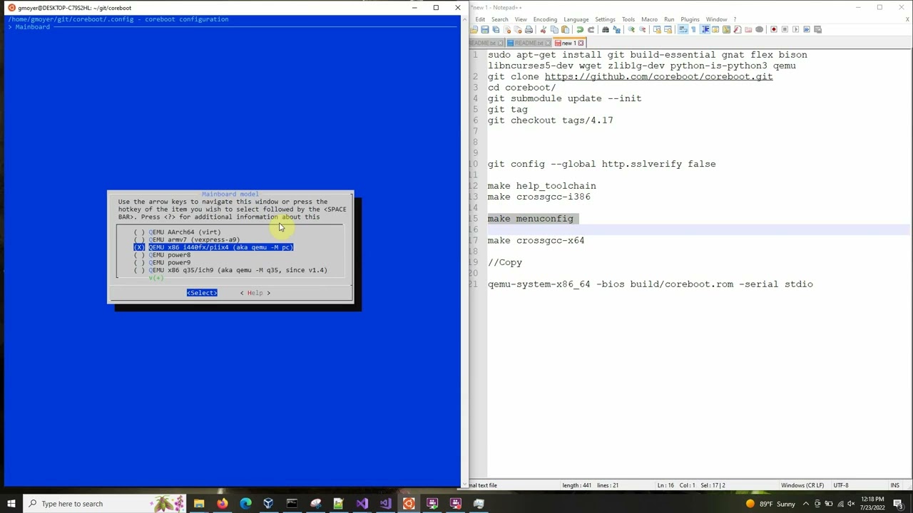 Coreboot-Build on Windows using Windows Subsystem Linux (Step 1)