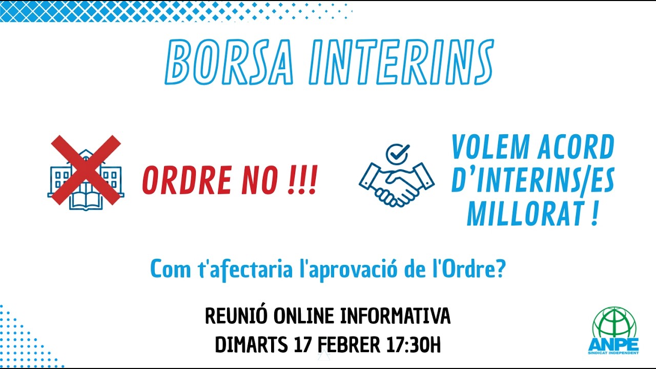 ¿CÓMO TE AFECTA LA ORDEN DE REGULACIÓN DE LAS BOLSAS DE INTERINOS? - REUNIÓN INFORMATIVA