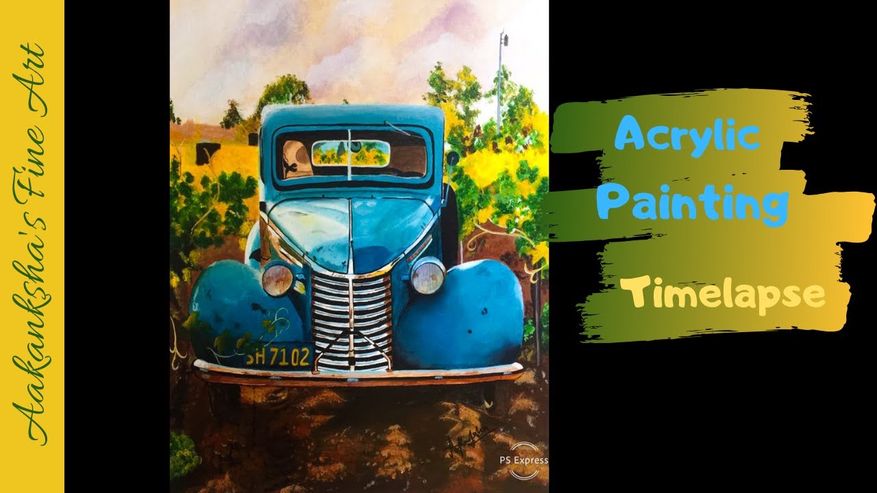 Vintage Car Acrylic Painting Timelapse