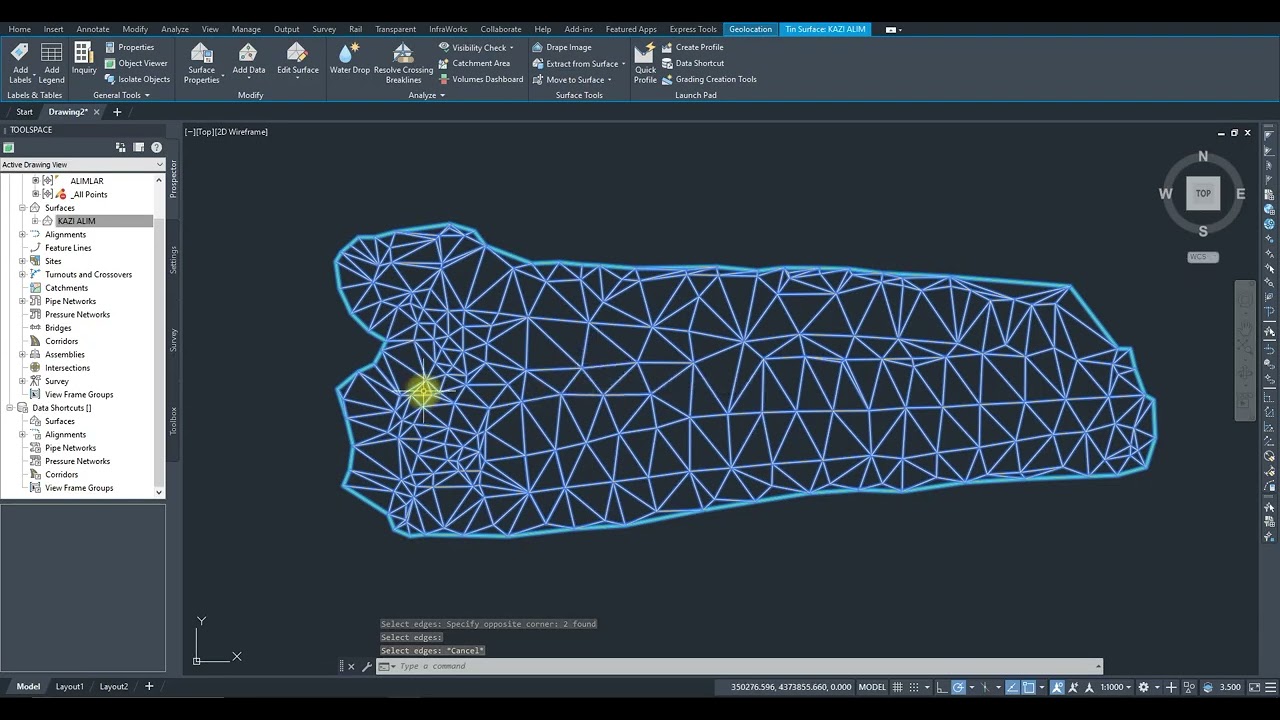 Civil 3D de Üçgen Model Oluşturma