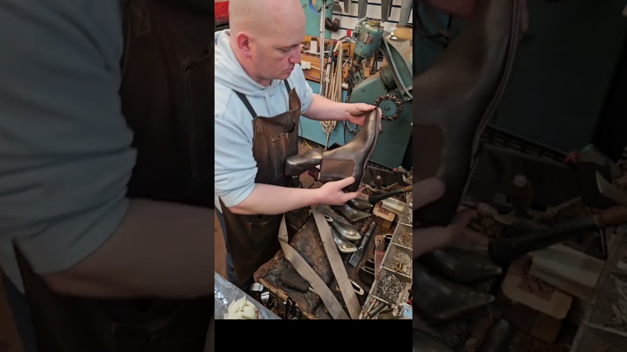 Swapping a leather sole for a Dainite sole and storm welt on a pair of new GJ Cleverley boots.