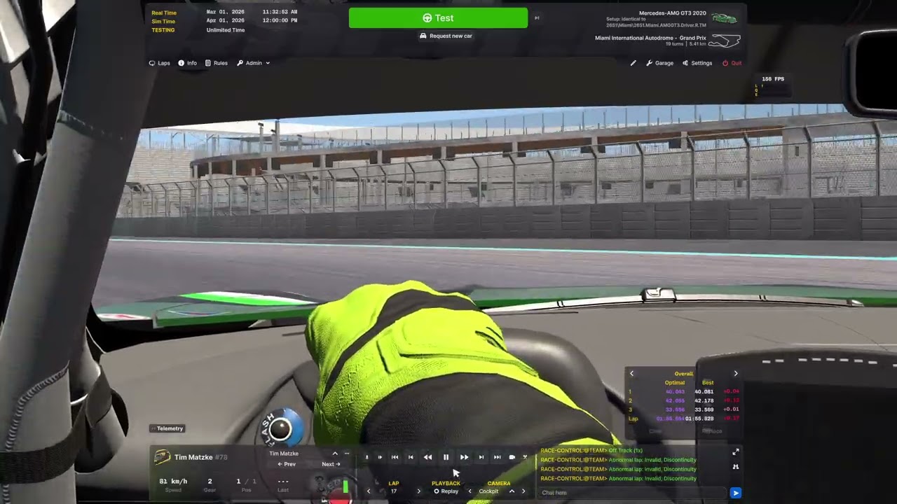 iRacing Mercedes AMG GT3 at Miami FREE SETUP