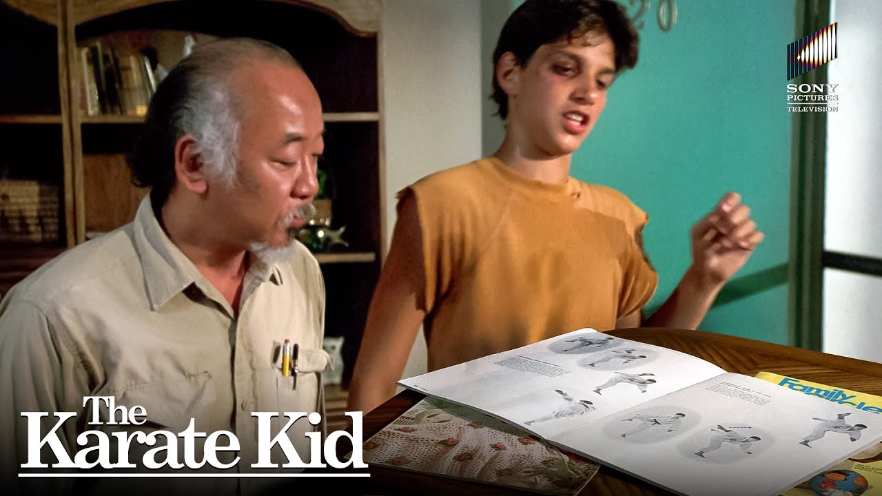 Mr. Miyagi Spots Daniel Learning Karate from a Book & Johnny Rags Daniel | The Karate Kid (1984)