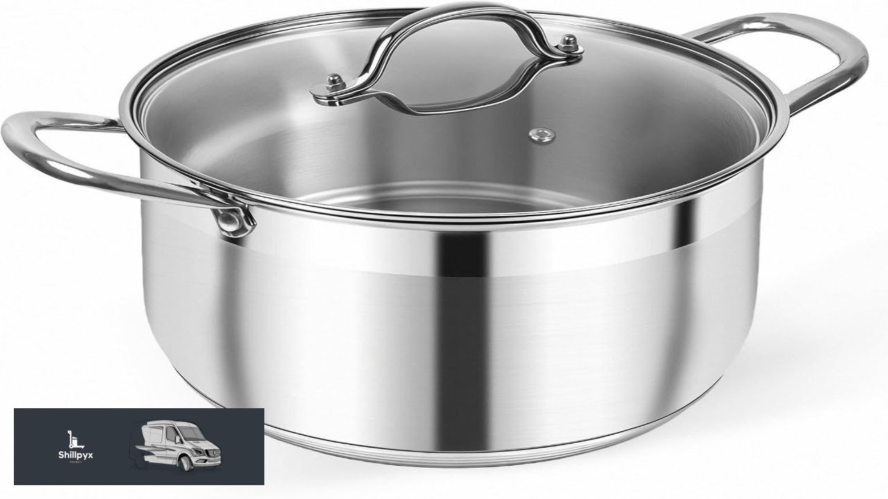 Kirecoo Stainless Steel Stock Pot 8 Quart Heavy Duty Induction Cooking
