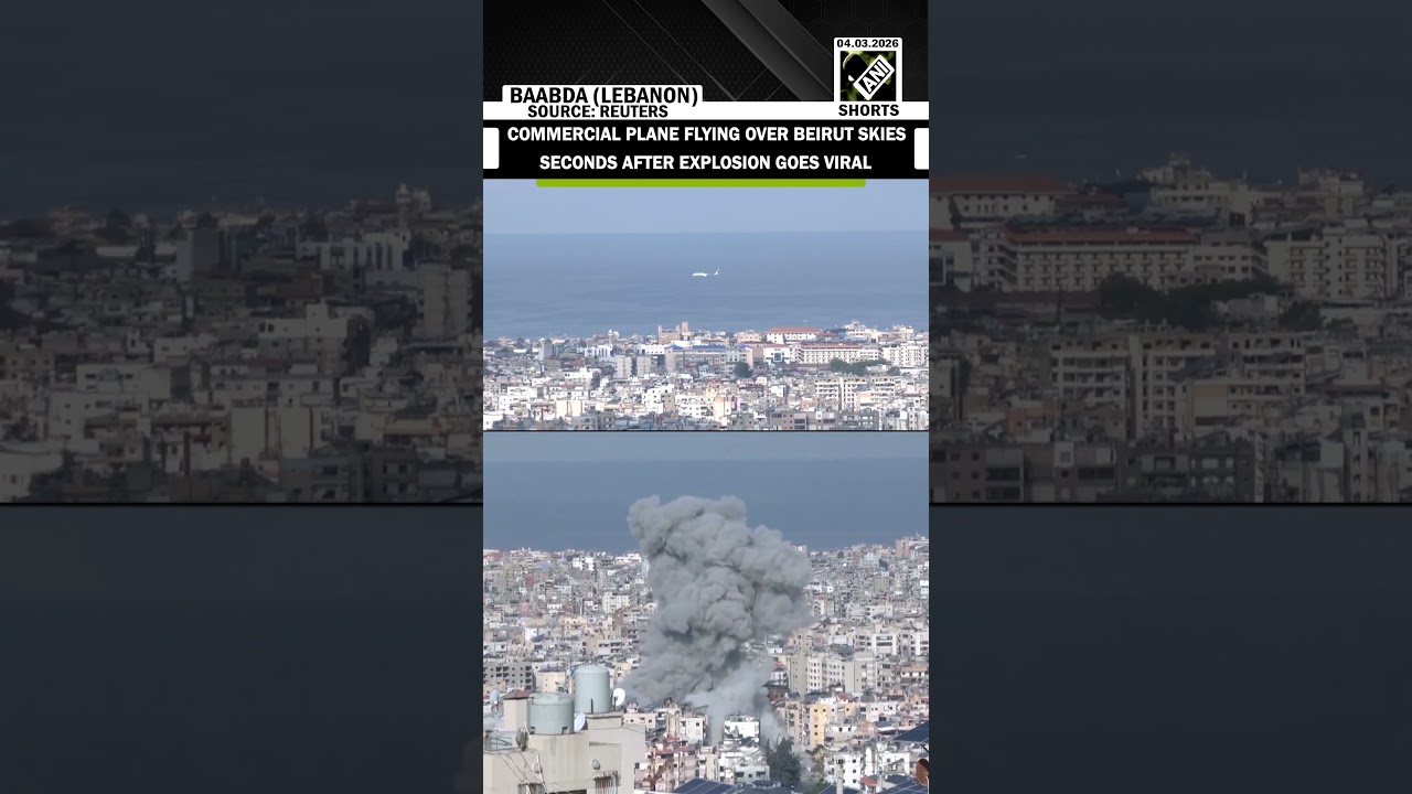 Viral Video! A Commercial plane is seen flying over Beirut skies few seconds after explosion