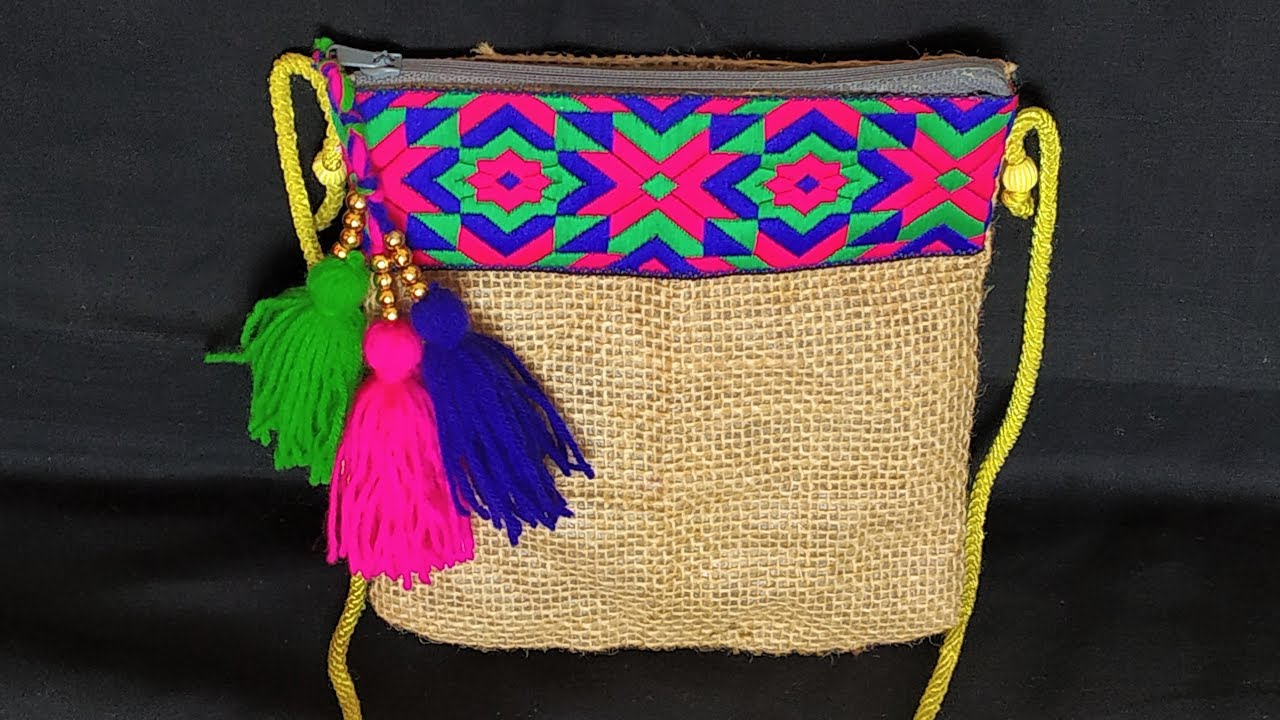Easy handmade ladies purse | DIY handbag from jute and wool