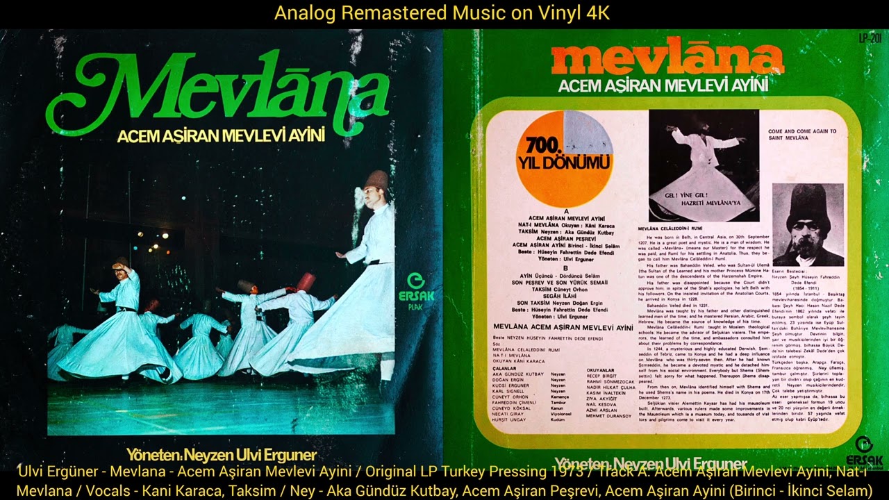 Ulvi Ergüner - Mevlana (Acem Aşiran Mevlevi Ayini) - A Yüzü (Original LP Song Analog Rem. 1973) 4K