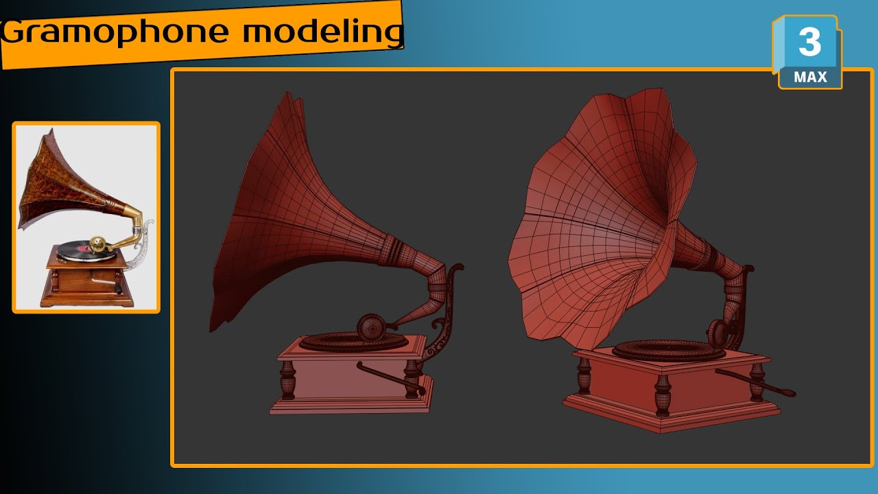Gramophone modeling in 3dsmax