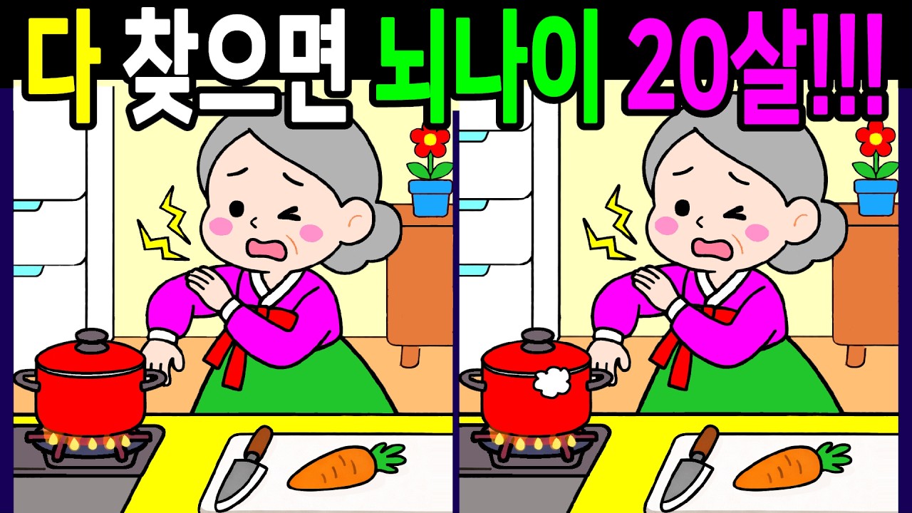 뇌세포를 자라게 하는 퀴즈! 다찾으면 뇌나이 20대! 뇌나이 테스트  30분 복습문제! 【숨은그림찾기/두뇌운동/치매예방/ Find Difference 間違い探し】