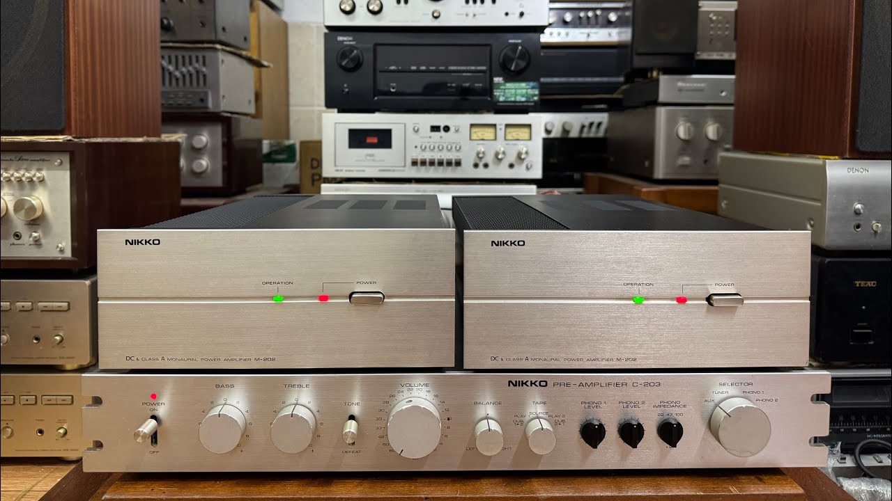 Bộ Pre Pow Mono block Nikko M-202 & C-203 đồng bộ đẹp mắt sang trọng.