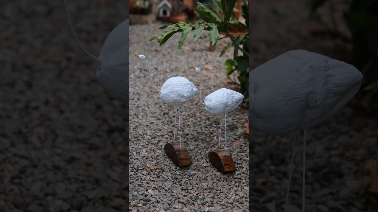 gar&ccedil;as feitas de coco velho, passo a passo