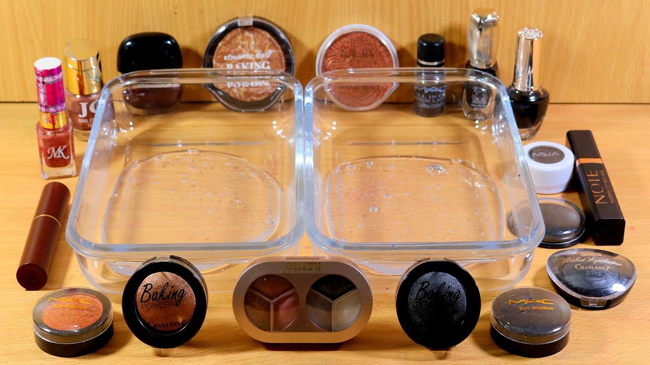 Bronze vs Black | Mixing Makeup Eyeshadow Into Clear Slime - Satisfying Slime Video