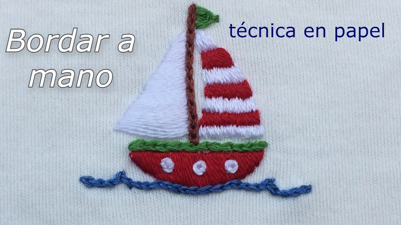 Bordar a mano barquito ,sobre papel /embroidering