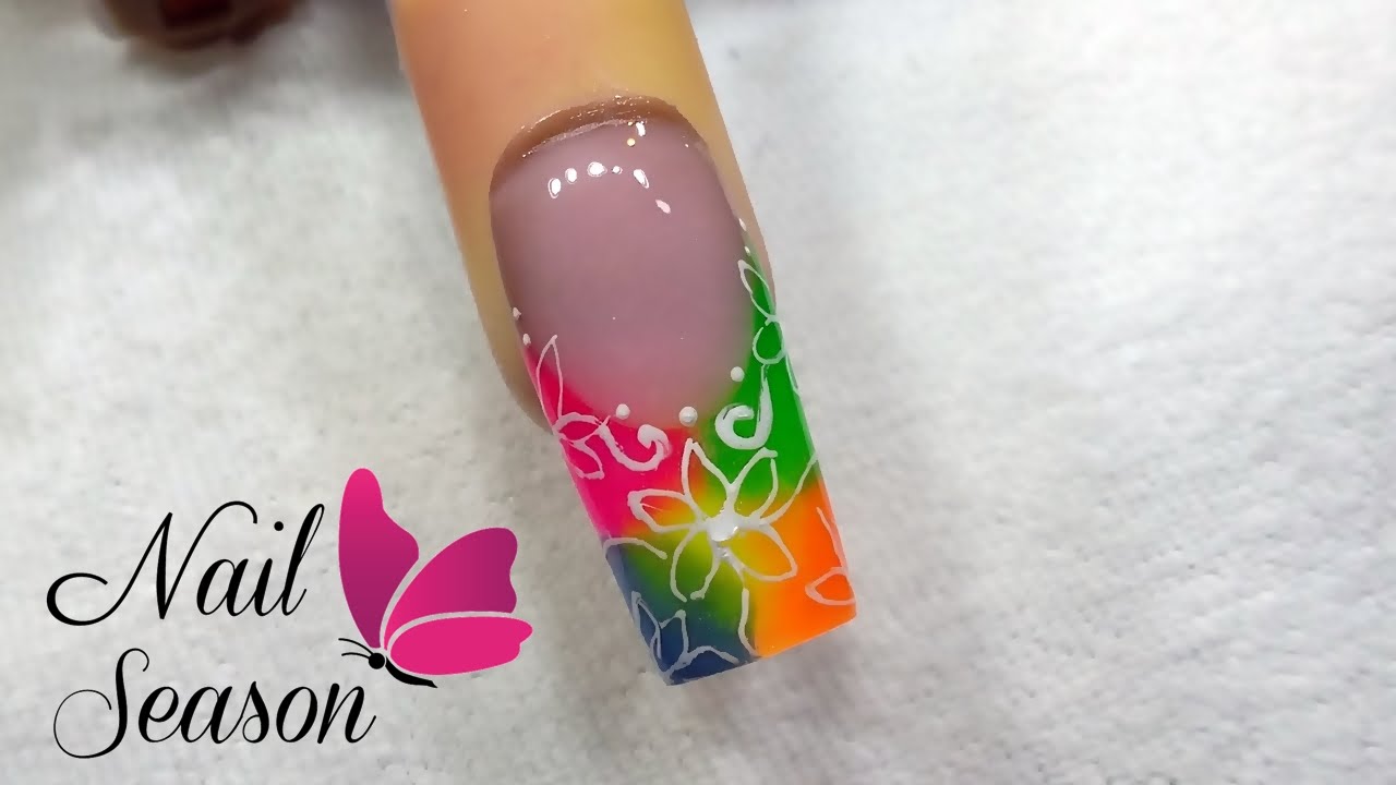 U&ntilde;as acrilicas decoradas paso a paso. Como hacer splash de colores 2016