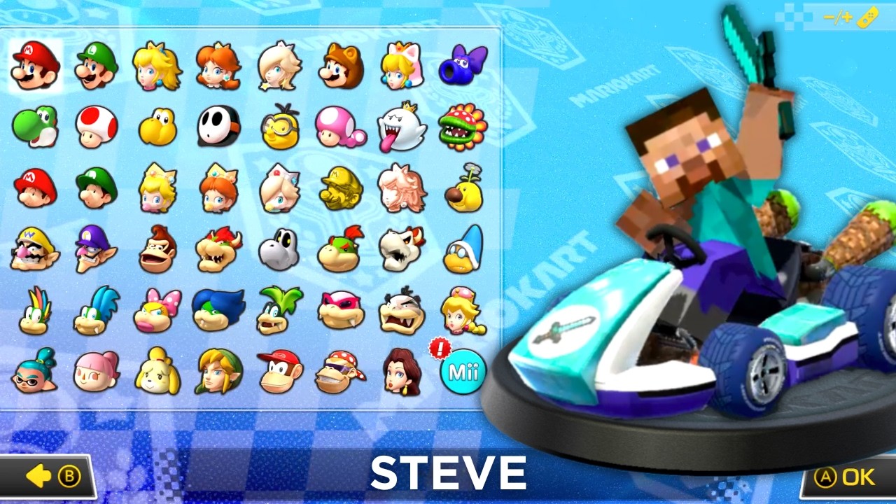 What if you play as MINECRAFT STEVE in Mario Kart 8 Deluxe? (Banana Cup)