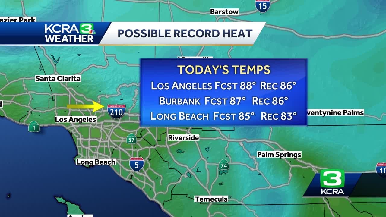 Parts of California could set heat records on Thursday