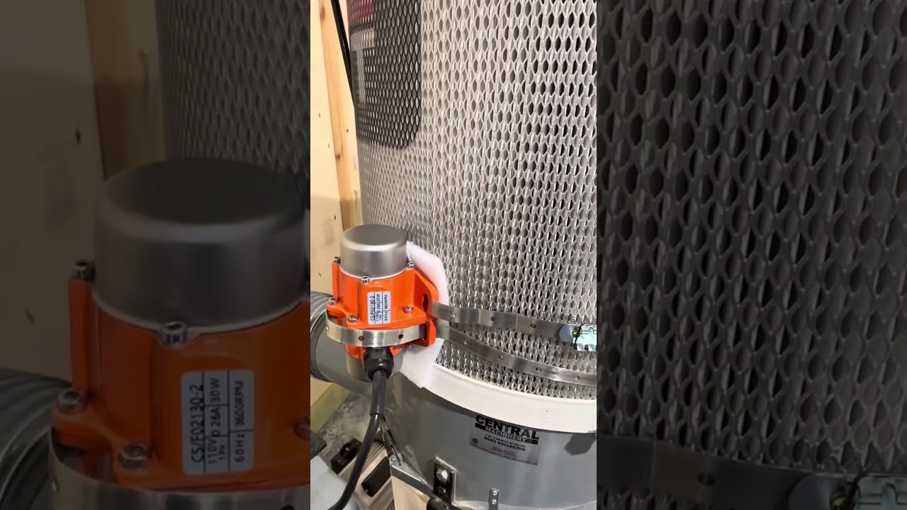“Final” version of the dust collector vibrating motor to clear fine particles from the canister. 